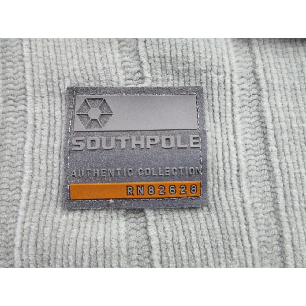 Southpole Sweater‎ Mens Medium Gray Black Chenille Ribbed Knit Mock Neck Striped